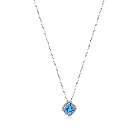 Blauer Topas Diamant Halskette