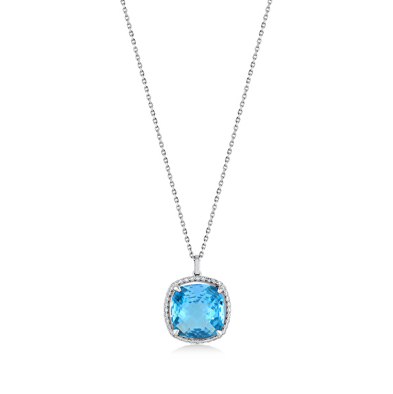 Blauer Topas Diamant Halskette