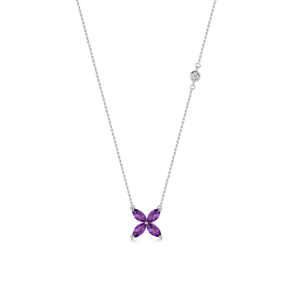 Diamant Amethyst Halskette