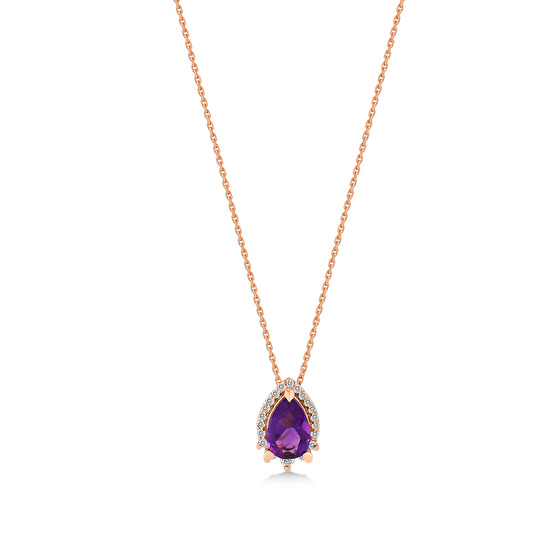 Diamant Amethyst Halskette