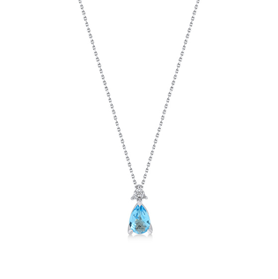 Blauer Topas Diamant Halskette