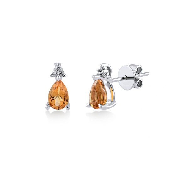 Citrin Diamant Ohrring