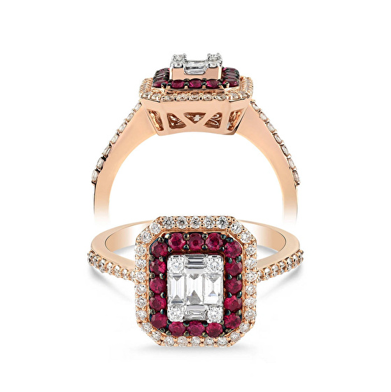 Design Rubin Baguette Diamantring
