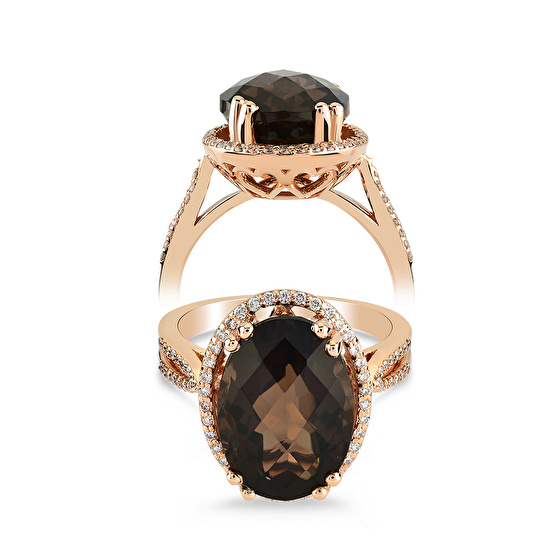 Rauchquarz Diamantring