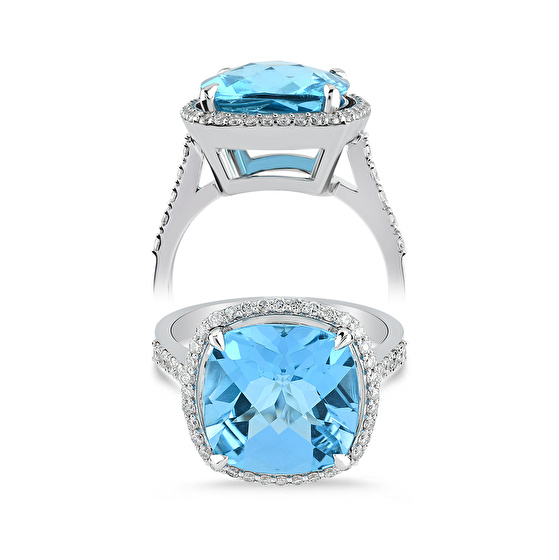Blauer Topas Diamantring