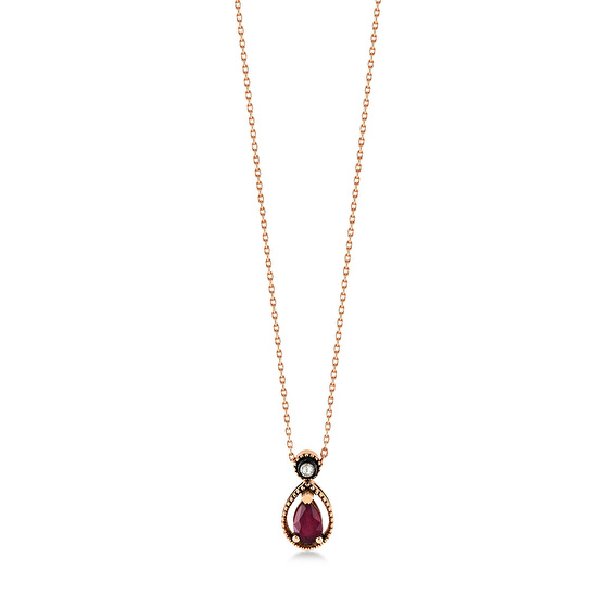 Rubin Rose Cut Diamant Halskette