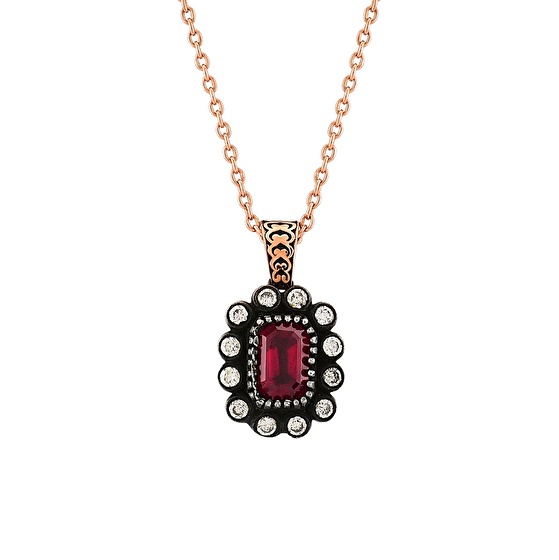 Rubin Rose Cut Diamant Halskette