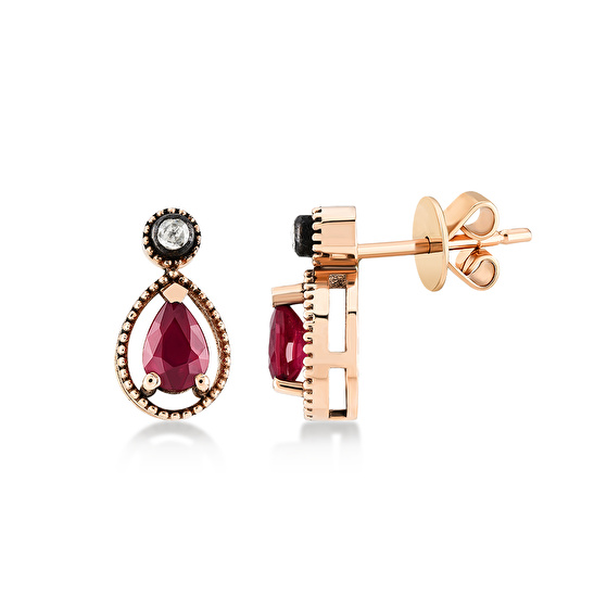 Rubin Rose Cut Diamant Ohrring