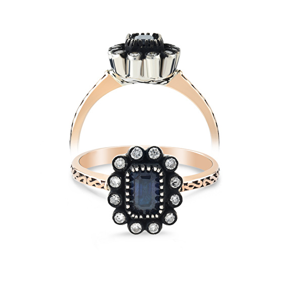 Saphir Rose Cut Diamantring