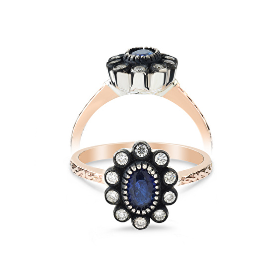 Saphir Rose Cut Diamantring