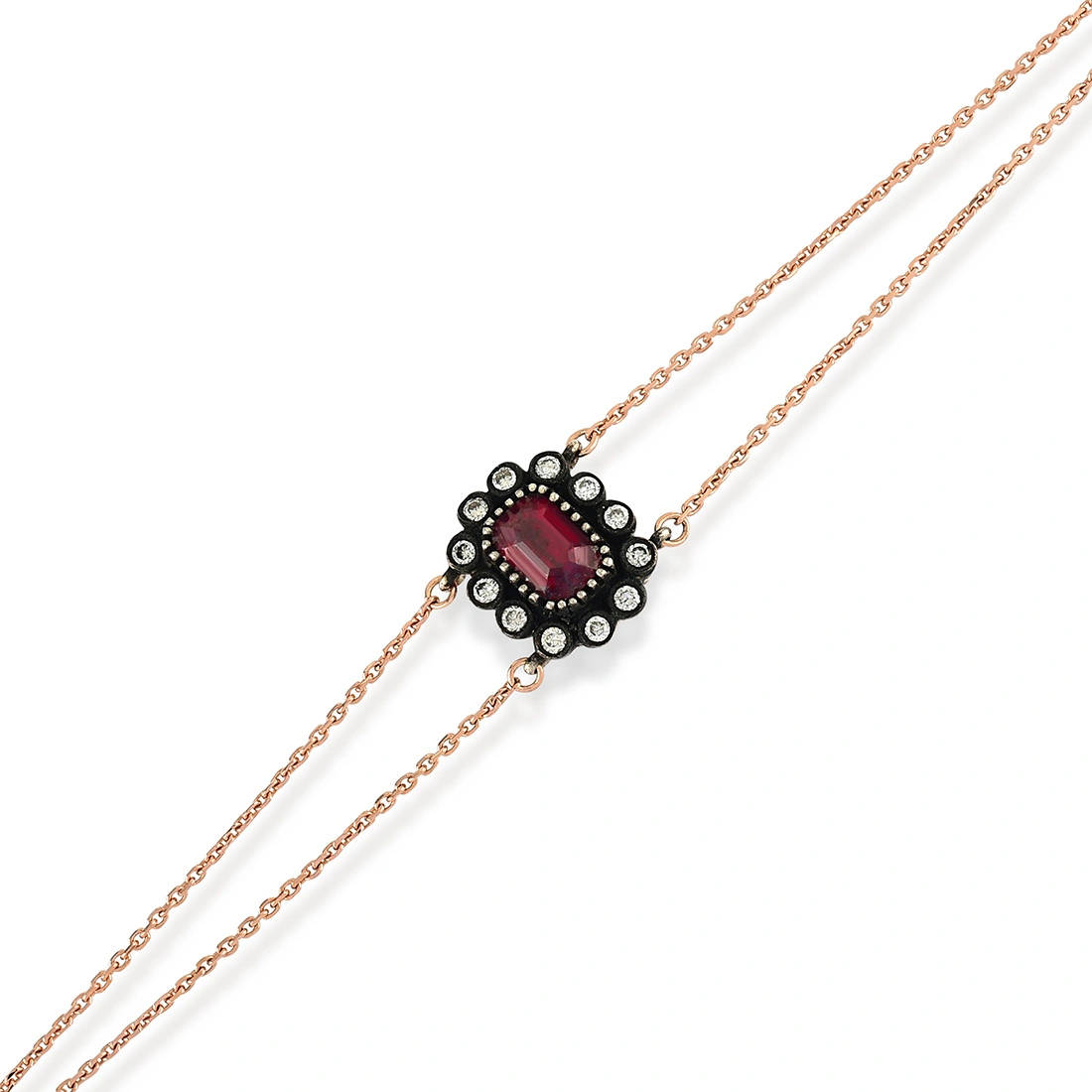 Rubin Rose Cut Diamant Armband