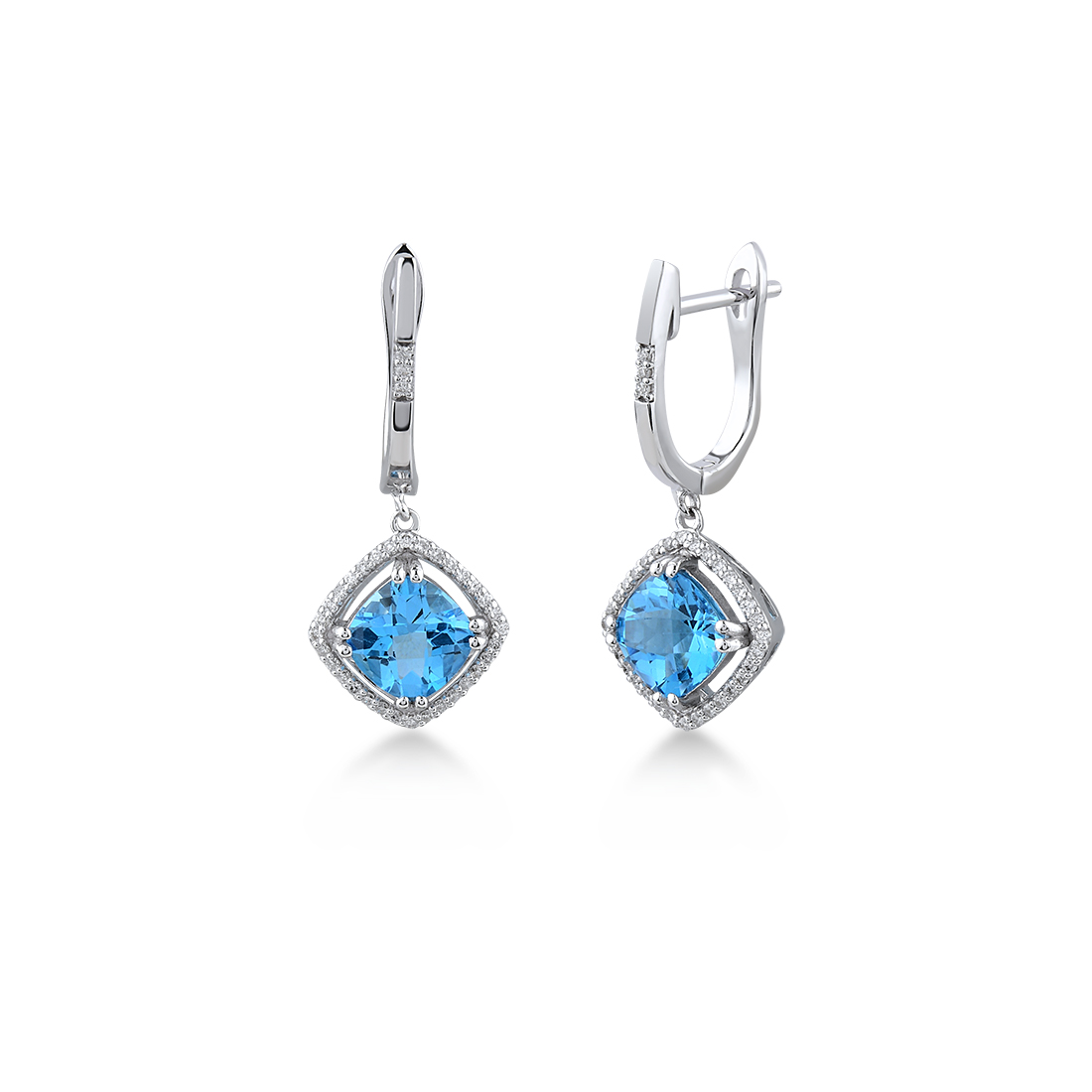 Diamant Blauer Topas Ohrring