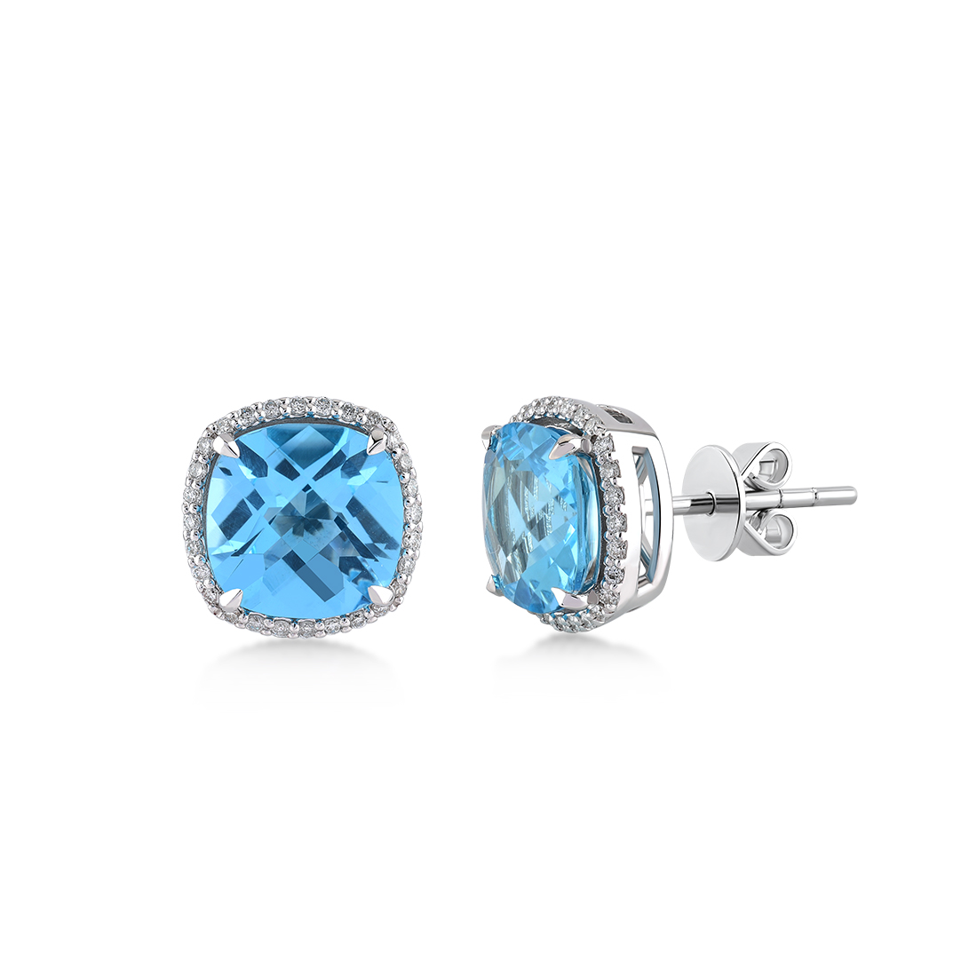 Diamant Blauer Topas Ohrring