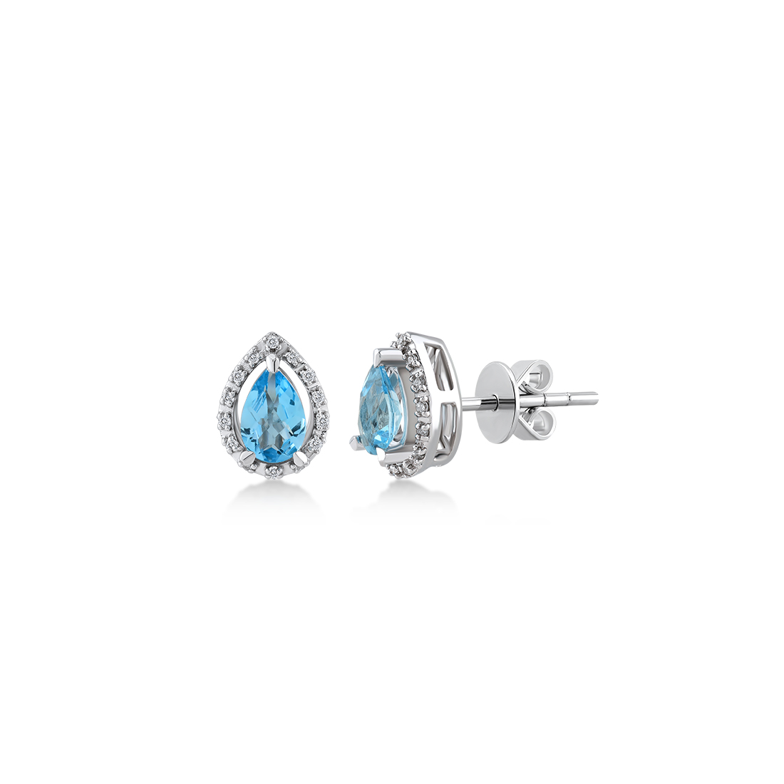 Diamant Blauer Topas Ohrring