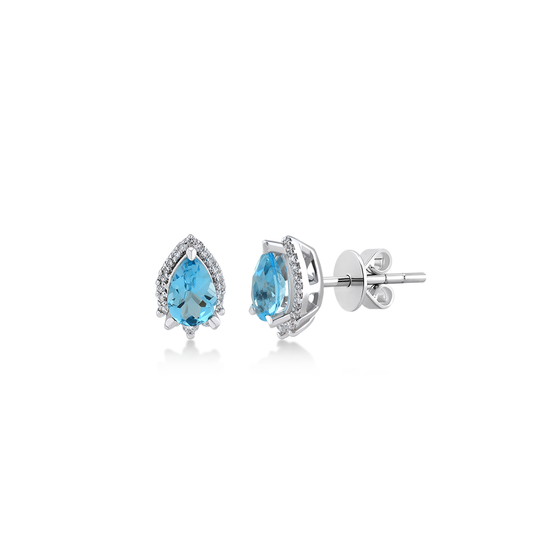 Diamant Blauer Topas Ohrring