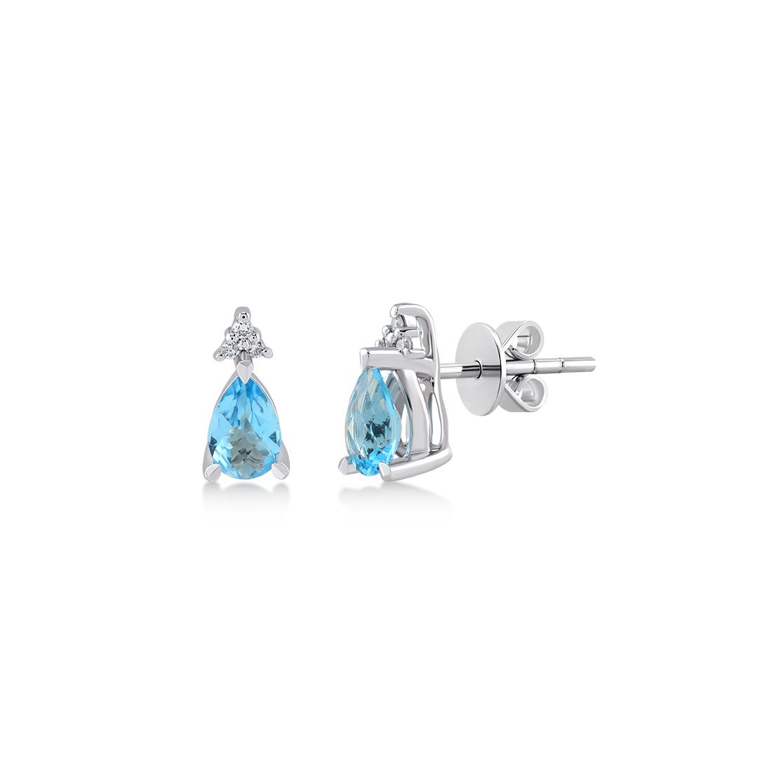 Diamant Blauer Topas Ohrring