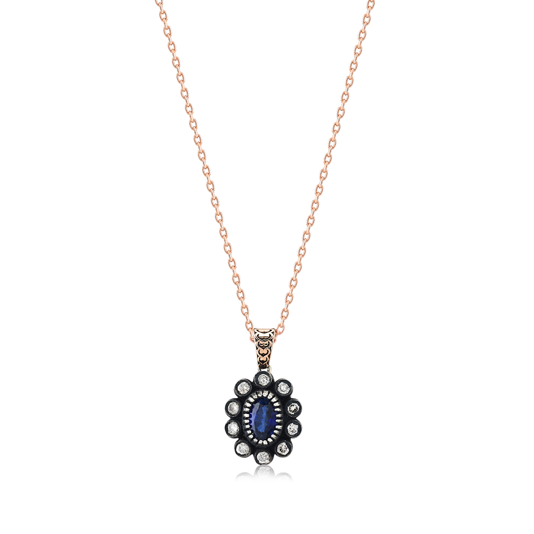 Saphir Rose Cut Diamant Halskette